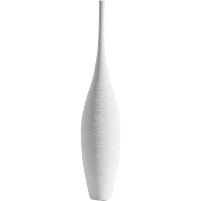 Décor de Vases à Fleurs En Céramique, Grand Vase Court à Col Long Vase de Décoration Moderne pour Cuisine, Bureau, Blanc C