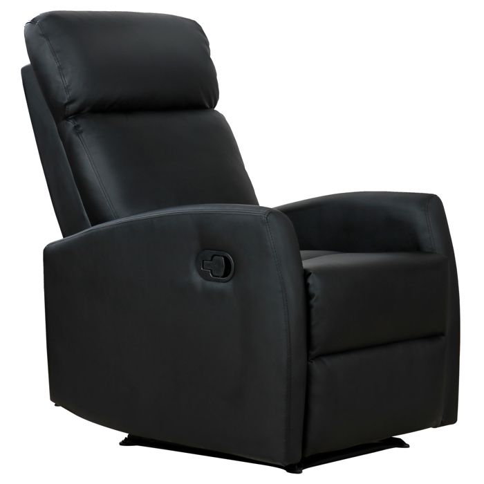 Fauteuil de relaxation inclinable 180° avec repose-pied ajustable simili cuir noir 84BK 65x92x100cm Noir