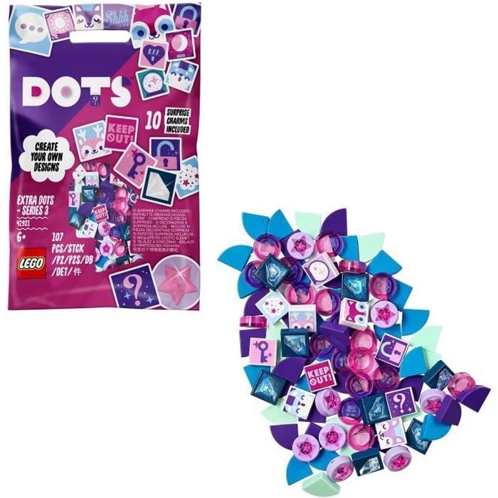 LEGO® DOTS 41921 Tuiles de décoration DOTS - Paquet incluant 10 tuiles surprise à collectionner et à combiner avec les autres sets