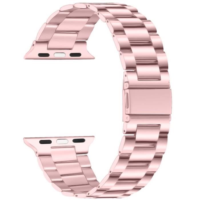 3 Perles Bracelet Montre Pour Apple Watch Series 7 41Mm-Série 6-5-4-Se 40Mm-Série 3-2-1 38Mm - Rose