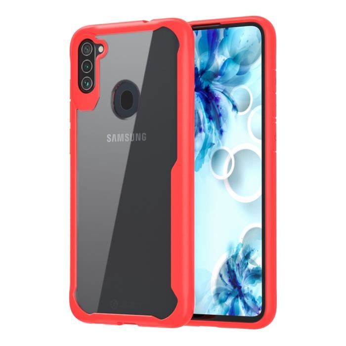 Coque pour Samsung Galaxy A11 Coque de Protection Antichoc en TPU Dur Transparent pour Samsung Galaxy A11 - Rouge