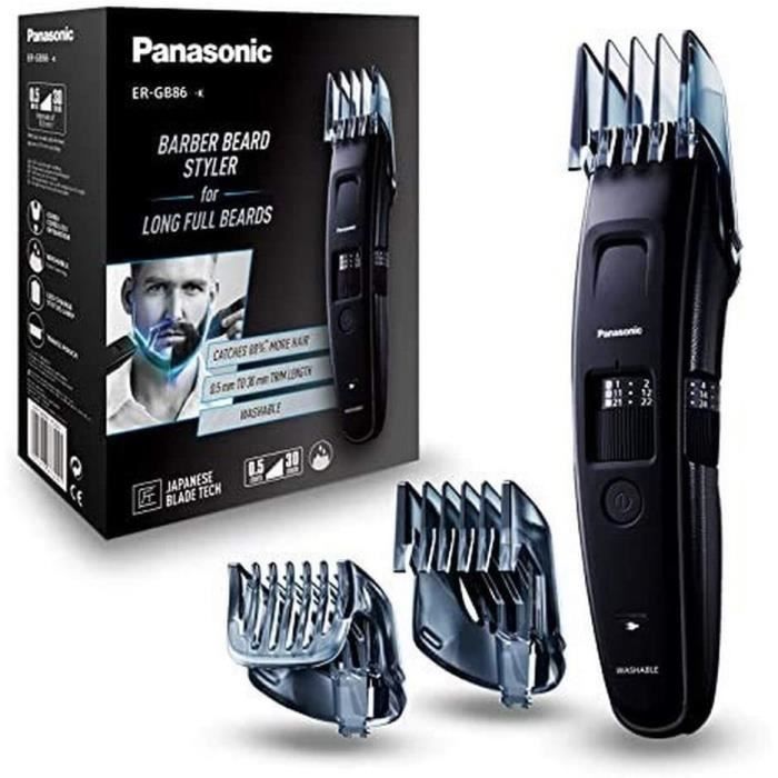 Panasonic - Personalcare ER-GB86-K503 - Tondeuse barbe - Spécial barbes longues 58 Réglages 3 accessoires 50 min d'autonomie Charge