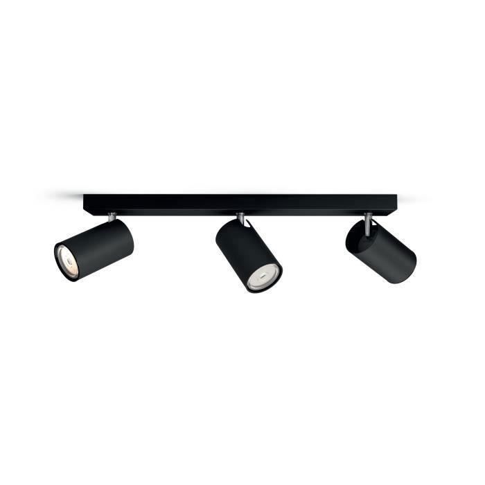 Philips myLiving 5059330PN, Surfaced lighting spot, GU10, 3 ampoule(s), LED, 220-240, Noir
