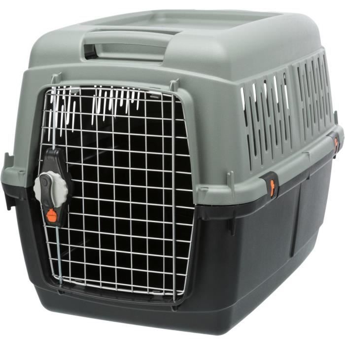 TRIXIE Box de transport Giona 4 - S–M - 50 x 51 x 70 cm - Anthracite, gris et vert - Pour chien