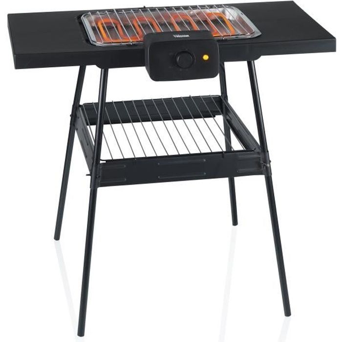 TRISTAR BQ-2870 -  Barbecue sur pieds 36,5x25,5cm - Fonction barbecue de table - 2000W - Thermostat réglable - Pieds antidérapants