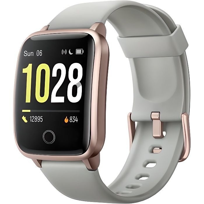 Willful Montre Connectée Homme Femme Smartwatch Cardiofrequencemètre GPS Partagé 9 Modes Sport pour iOS Android - Or gris