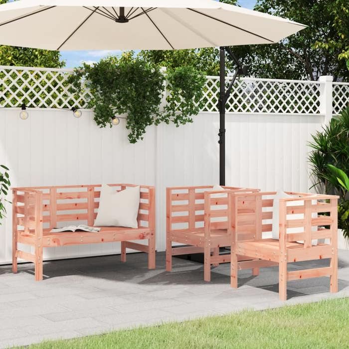 vidaXL Salon de jardin 3 pcs Bois massif douglas - vue 2