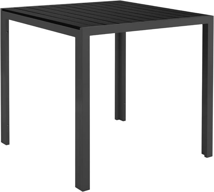 Table Jardin Extérieur LIFERUN 110x70cm - Aluminium & WPC Anti-Rouille - Marron/Noir