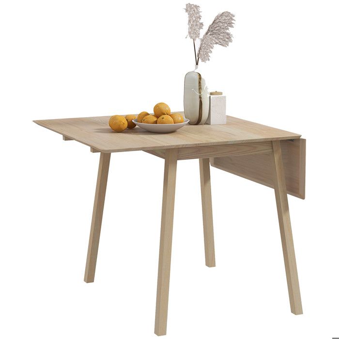 table de cuisine pliable homcom table à manger pliante avec plateau rabattable en bois pour 2 à 4 personnes, effet bois naturel