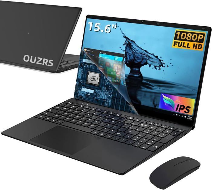 Ordinateur Portable 156 FHD12 Go RAM 256 Go SSD Intel Celeron Notebook 2.6GhzPC Portable Windows 11 PRO-souris-Noir-AZERTY