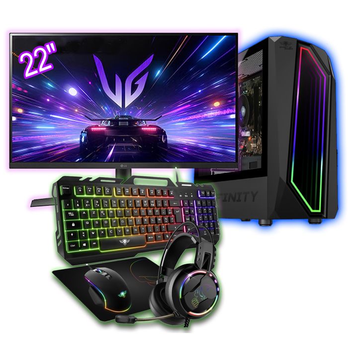 Pc Tour Gaming G1 + écran 22  – AMD Ryzen 3 – SSD  Nvme 960GB – 8GB + Pack gaming RGB  – Windows 11