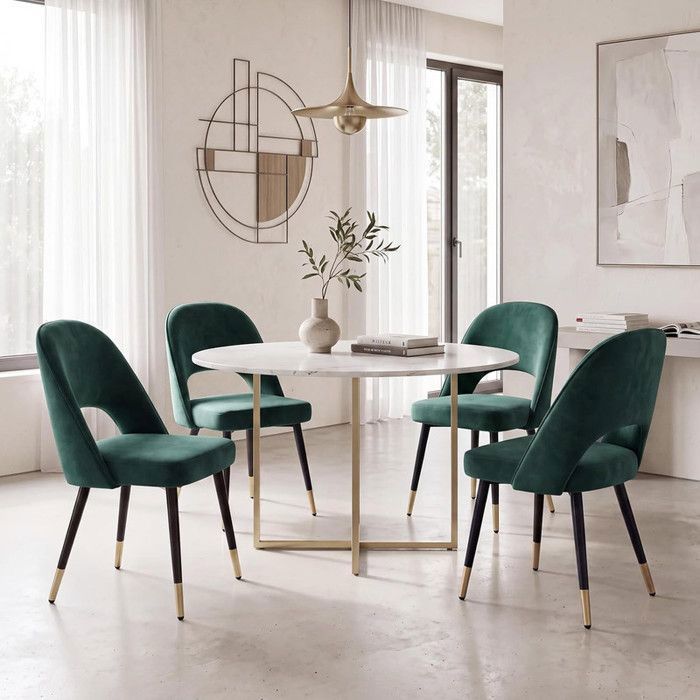 Wahson Chaise de Salle à Manger Lot de 4 Chaise Salle à Manger Chaise de Cuisine avec Pieds en Métal pour Restaurant Velours Vert