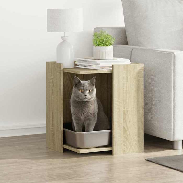 Meuble De Bac À Litière Pour Chat vidaXL – Chêne Sonoma, Bois Ingénierie - vue 3