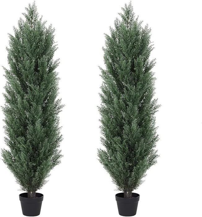 Lot de 2 Arbres Artificiels en Pot Vert Résistants aux UV - Décoration