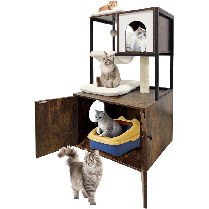 Meilleurs prix pour Arbre à Chat avec Litière Cache-litière marron