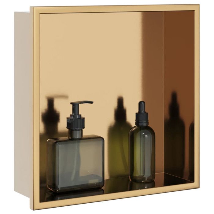 Niche de douche doré brossé 32x32x9 cm acier inoxydable