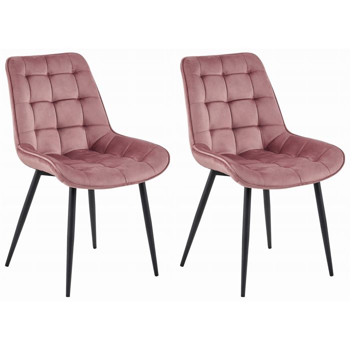 Chaise Komodee BARDI - 2 Pieces - ROSE FONCÉ Tapisser en velours 60 x 54 x 88 cm Chaise Komodee BARDI - 2 Pieces - ROSE FONCÉ Tapisser en velours 60 x 54 x 88 cm