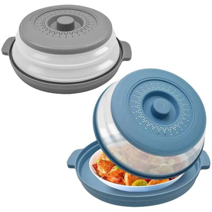 2Pcs Couvercle pour Micro Onde avec Plateau 2 en 1