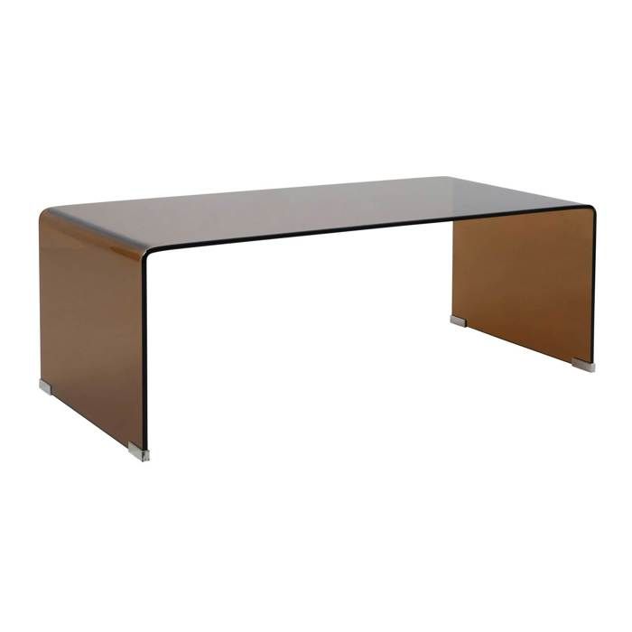 Table basse rectangulaire L110 cm en verre trempé marron Greta - Oviala Table basse rectangulaire L110 cm en verre trempé marron Greta - Oviala