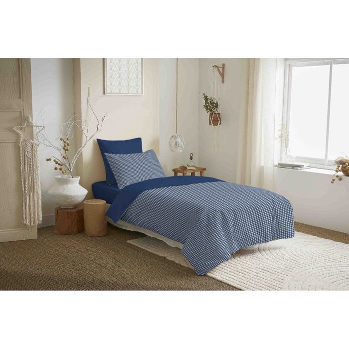 Pack complet housse de couette réversible Vanessa 4 pièces pour lit 90 x 190 Gabrielle Marine Pack complet housse de couette réversible Vanessa 4 pièces pour lit 90 x 190 Gabrielle Marine