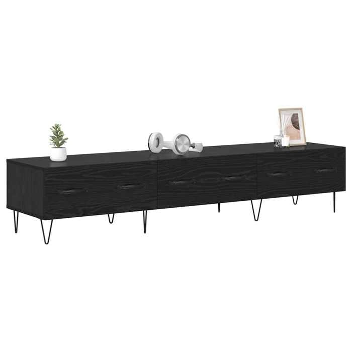 Meuble TV moderne - vidaXL - Chêne noir - Bois dingénierie - 150x36x30 cm - Avec tiroir - Poids maximal 60 kg