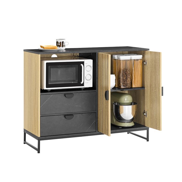 Meuble de rangement cuisine - SOBUY - 107x40x85 cm - Niche micro-ondes Ø6 cm - Porte-verres intégré - Étagère réglable Meuble de rangement cuisine - SOBUY - 107x40x85 cm - Niche micro-ondes Ø6 cm - Porte-verres intégré - Étagère réglable