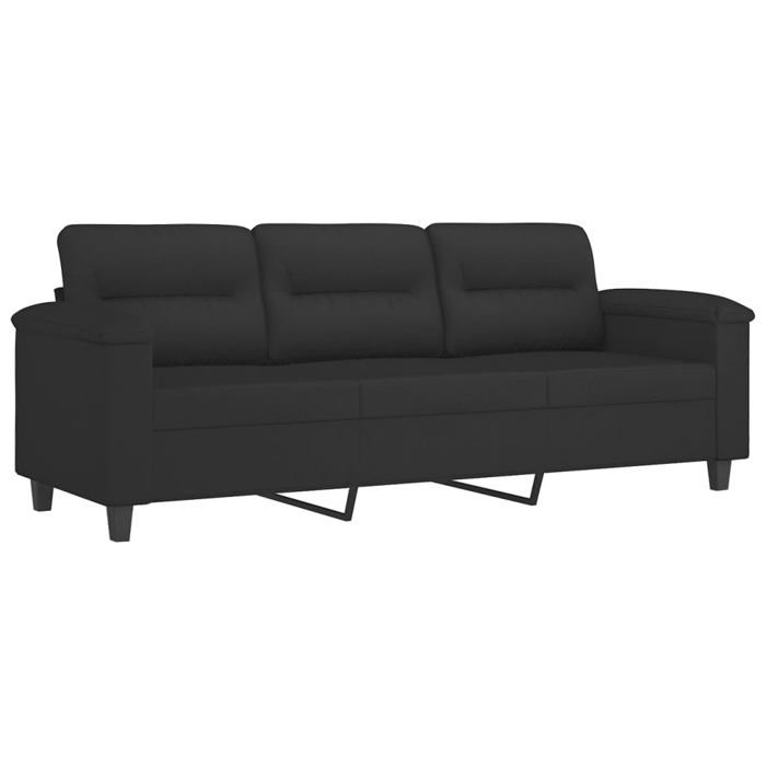 Promotion janvier Canapé 3 places - MANGO - SOFA TRIPLE - avec oreillers - noir 180 cm - tissu - microfibre SS498