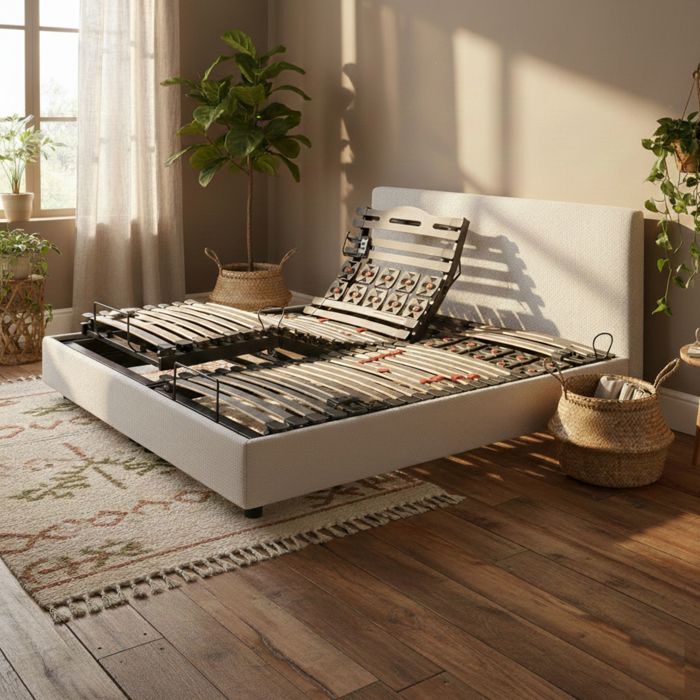 Lit électrique de relaxation en 5 plans de couchage 90x200 Plénitude Gris Baltique - Gris clair - Garantie 5 ans - Someo Lit électrique de relaxation en 5 plans de couchage 90x200 Plénitude Gris Baltique - Gris clair - Garantie 5 ans - Someo