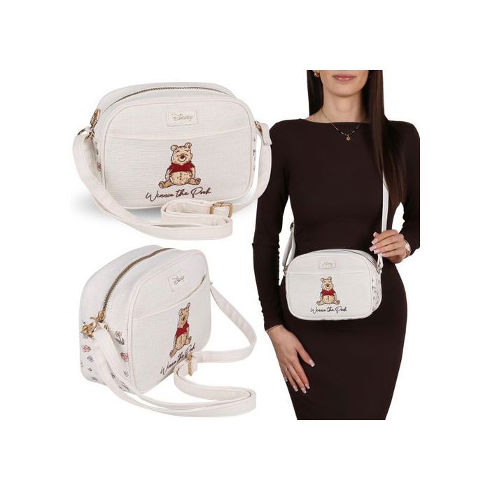 DISNEY Winnie lourson Sac à main en lin pour femme petit sac à main avec bandoulière réglable 21x16x8 cm