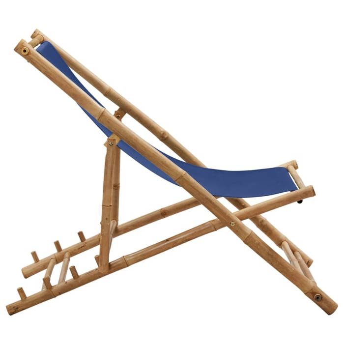 Bleu Siège de jardin -  Chaise de terrasse - 1 PC - Bambou et toile Bleu marine C17