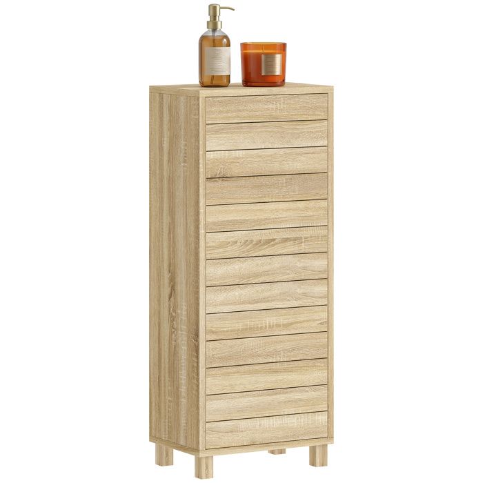 Meuble de salle de bain avec &eacute;tag&egrave;re r&eacute;glable bois naturel