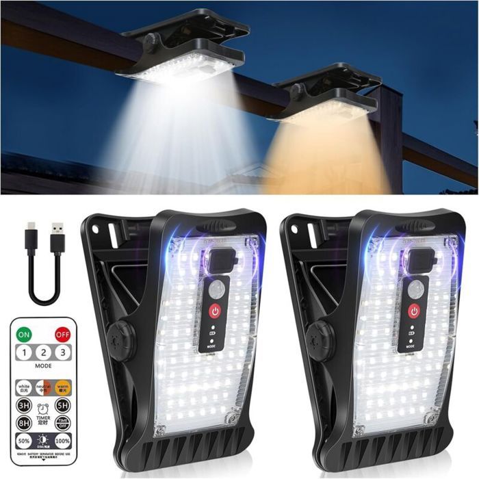 Lampes solaires à détecteur de mouvement - Virex® - 70 LED - 3 températures de couleur - Port USB - Télécommande incluse