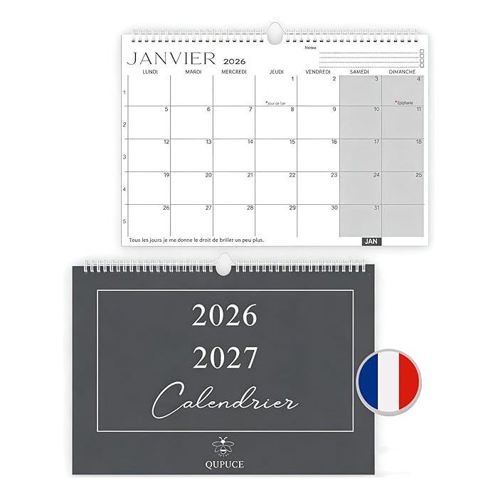 Calendrier Mural 2026 2027 A4 Calendrier Mensuel 18 M…