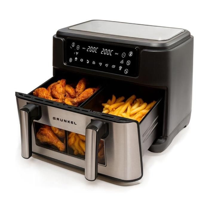 Freidora por Aire Airfryer - Sin Aceite Grunkel Dualflexifryer 2800W- Capacidad 10L