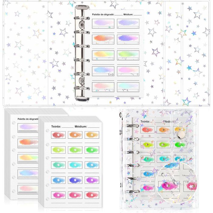 Nuancier à colorier 50 feuilles - Format A7 8 1x12 cm Papier 300 g/㎡ - Boîtier PVC compatible feutres et crayons de couleur