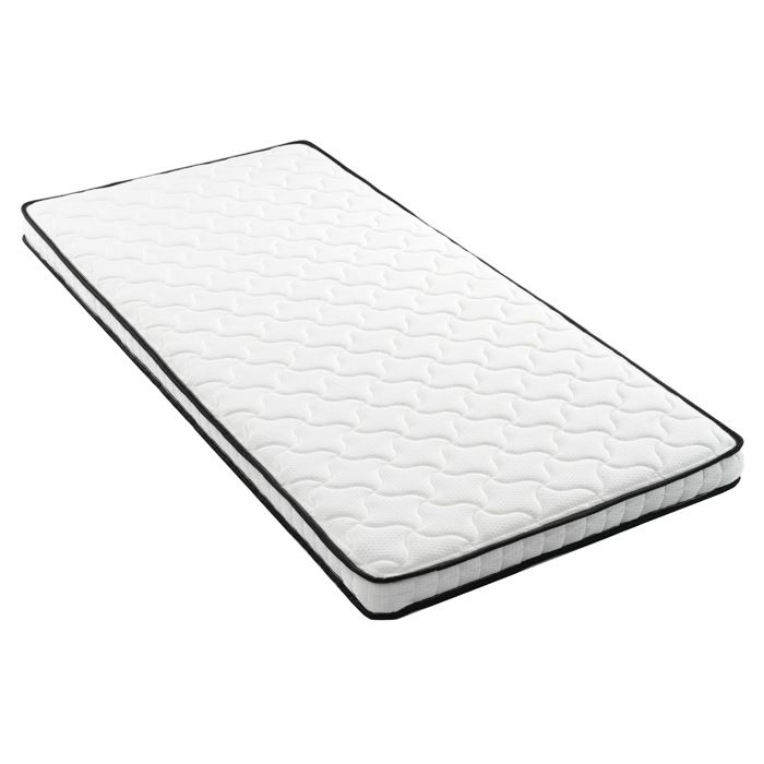 Matelas à ressorts 90 x 200 cm épaisseur 12 cm H3 ergonomique soutien lombaire roulé compressé blanc