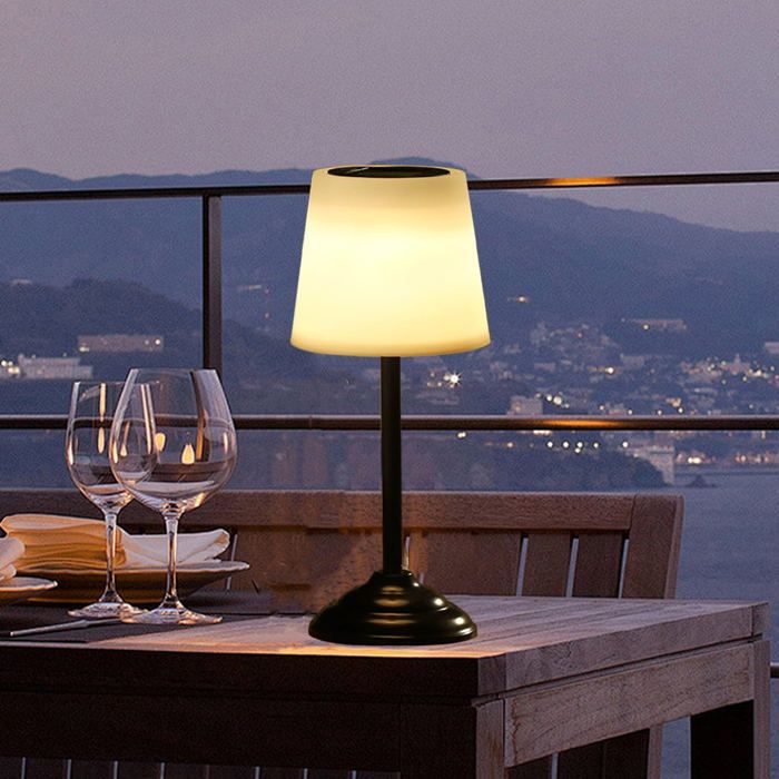 Lampe de table solaire rechargeable sans fil IP65 allumage automatique pour terrasse jardin balcon