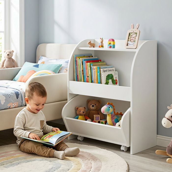 Bibliothèque Enfant COSTWAY Montessori – Meuble Rangement Bois avec 2
