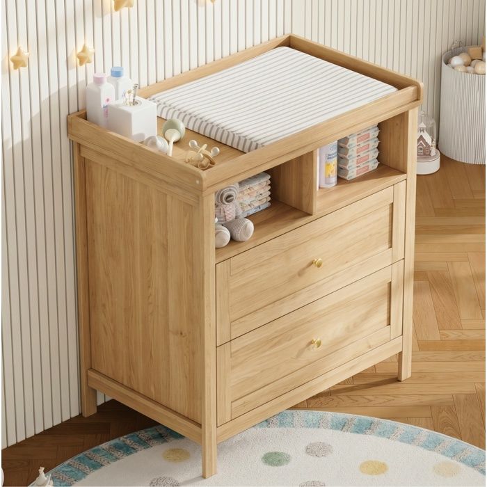 SENVIRO Commode à langer convertible 82 x 50 x 90 cm MDF aspect bois tiroirs plateau amovible sans matelas