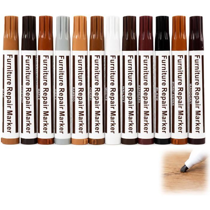 12 Pièces Marqueurs De Réparation Pour Meubles En Bois Stylo Retouche Meuble Stylos Correcteurs Bois Pour Réparer Rayures[MM259]