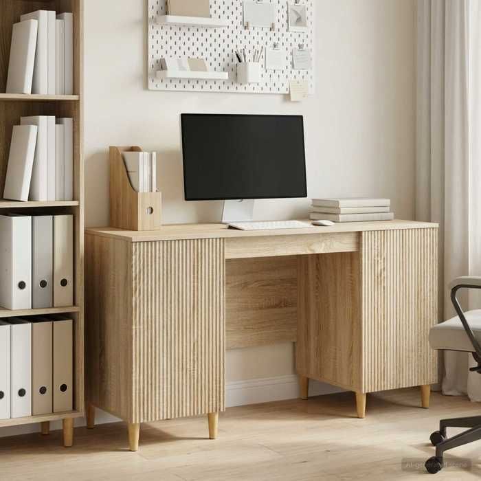 vidaXL Bureau chêne sonoma 1425x50x75 cm bois ingénierie bureau design scandinave grand