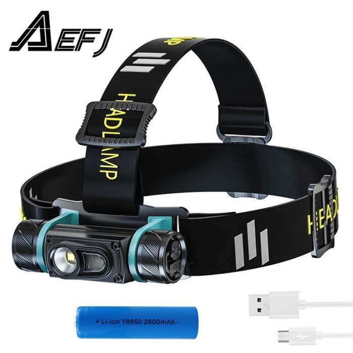 Lampe frontale, torche LED rechargeable avec 3 modes d'éclairage, avec