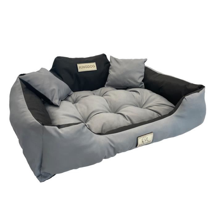 Comparer les prix de Lit pour chien et chat avec deux coussins 15x15 KingDog Coussin pour chien Corbeille Lavable PVC étanche (3XL 145x115cm Gris