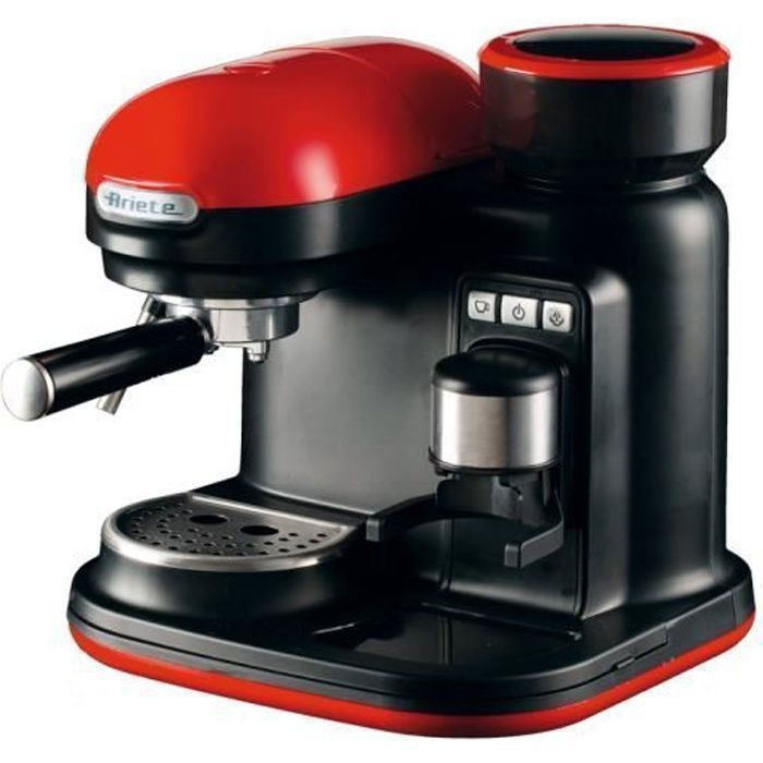 Machine à expresso Moderna - ARIETE - Rouge et noir - 15 bars - Café moulu - 800 ml