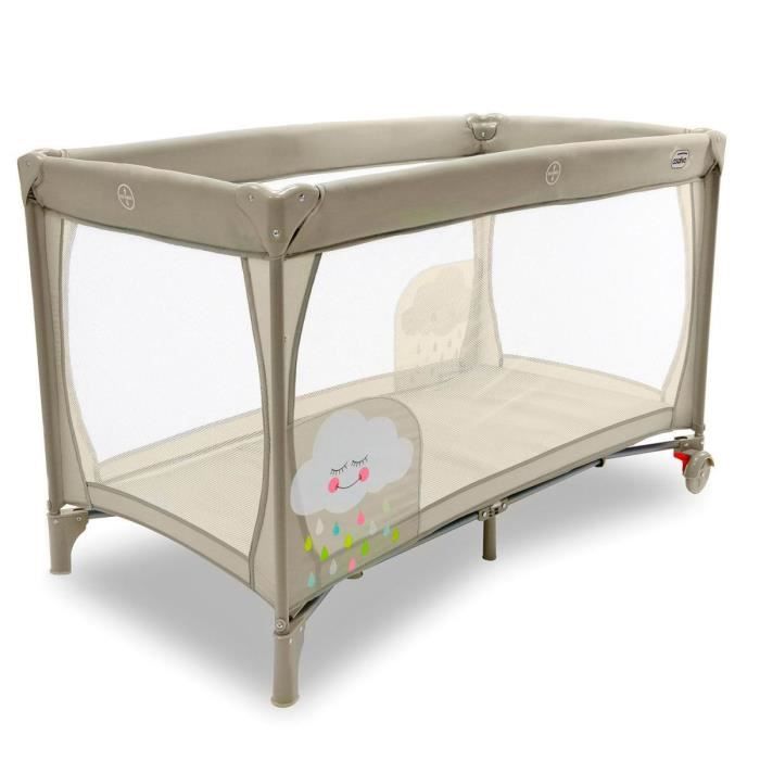 Lit Parapluie Voyage Lionelo Amelie - Pliable, Léger (7 Kg), Matelas Moelleux, 2 Roues, Entrée Latérale - De La Naissance à 15 Kg