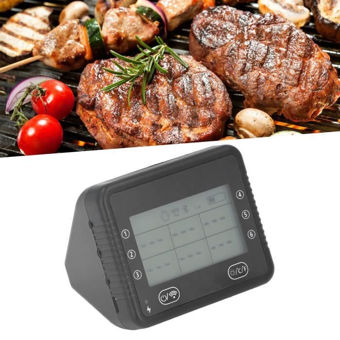 Thermomètre Numérique à Sonde Viande BBQ – Lecture Instantanée, Minuterie, Alarme, Écran LCD Rétroéclairé