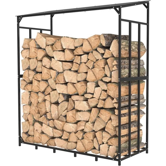 etagere en metal pour bois de cheminee porte buches range buches bois 182x70x187cm stockage de bois de chauffage avec toit en pe cdiscount jardin