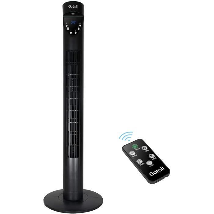 Ventilateur Tour Sagres 50W Avec Télécommande – 3 Vitesses, 3 Modes (Normal/Naturel/Nuit), Oscillation Large, Minuterie Jusqu'à 7h30, Ultra Silencieux 49dB – Noir