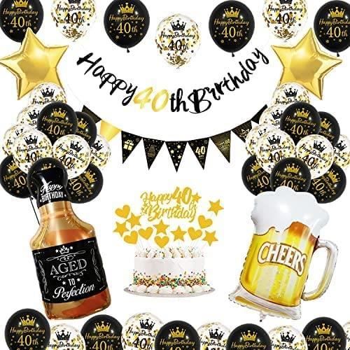 Ballon 40 Ans Anniversaire Femme, Kit De Decoration Anniversaire 40 Ans