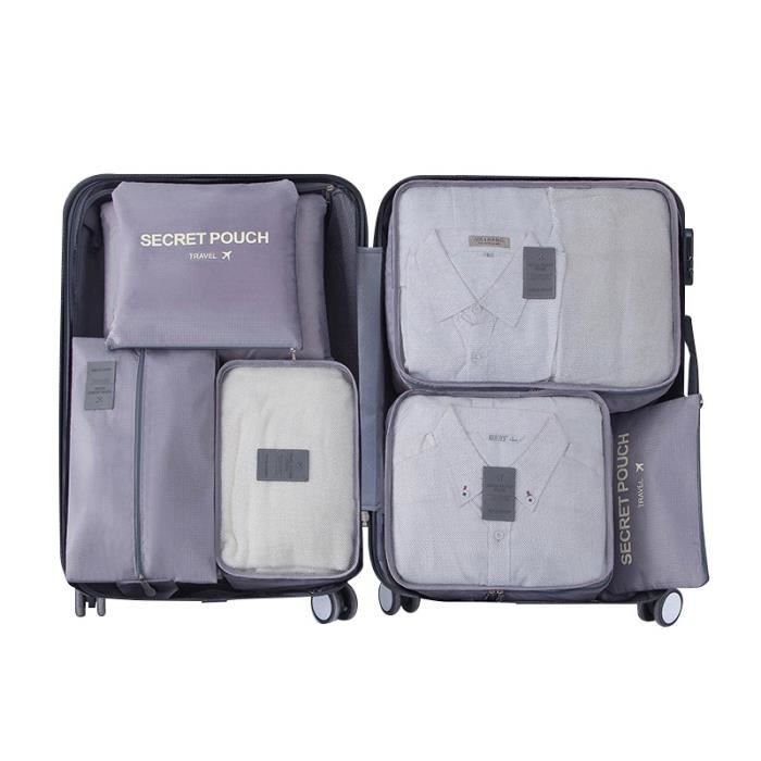 7 pièces gris - Ensemble de sacs de rangement de voyage, Valise de